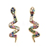 Rack Plating Brass Snake Stud Earrings with Cubic Zirconia EJEW-D061-62G-1