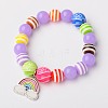 Neon Acrylic Round Beads Stretch Bracelets for Kids X-BJEW-JB01456-02-1
