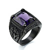 316L Stainless Steel & Cubic Zirconia Men's Vintage Carved Finger Rings FS-WG82D33-71-1