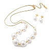 Round Plastic Imitation Pearl
Stud Earrings & Necklaces Sets SJEW-Q001-01G-2