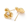 Brass Micro Pave Clear Cubic Zirconia Stud Earrings Finding KK-Z084-14G-2