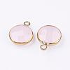 Golden Tone Brass Glass Flat Round Charms GLAA-M003-A-13G-2