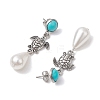 ABS Plastic Imitation Pearl & Alloy Dangle Stud Earrings EJEW-JE06300-02-4