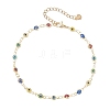 3Pcs 3 Styles Handmade Evil Eye Lampwork Brass Link Chain Anklets for Women AJEW-AN00715-3