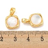 Natural Shell & Brass Square Charms with Snap on Bails KK-P275-10G-3