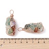 Rack Plating Copper Wire Wrapped Natural Mixed Stone Chip Big Pendants G-C130-01RG-09-3