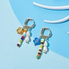 Natural Pearl & Glass Beads Dangle Hoop Earring EJEW-TA00036-2