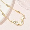 Brass Pave Clear Cubic Zirconia Clover Envelope Link Bracelets KK-CBA6980-18G-2