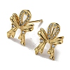 Rack Plating Brass Bowknot Stud Earrings with Cubic Zirconia EJEW-D063-10G-1