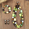 Resin & Wood Beaded Double Layer Beaded Necklaces & Stretch Bracelets & Dangle Earrings Sets FS-WG2B4F2-01-2