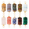 10Pcs 10 Styles Mixed Gemstone Copper Wire Wrapped Disc Connector Charms FIND-TA0003-69-10