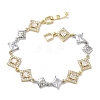 Brass Micro Pave Clear Cubic Zirconia Link Chain Bracelets for Women BJEW-C156-06C-PG-4