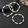 3Pcs 3 Style Natural Mixed Gemstone & White Shell Tube Beaded Stretch Bracelets Set BJEW-TA00430-2