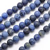 Frosted Round Natural Grade AA Sodalite Beads Strands G-N0166-68-8mm-1