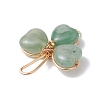 Natural Green Aventurine Shamrock Pendants PALLOY-JF02785-01-3