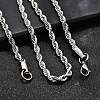 Tarnish Resistant Trendy Men's 304 Stainless Steel Rope Chain Necklaces NJEW-M072-D-02-4