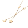 Resin Shell Star and Moon Pendant Lariat Necklace NJEW-D296-14G-2