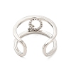 Clear Cubic Zirconia Initial Letter Open Cuff Ring RJEW-A012-01P-Q-3