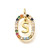 Brass Micro Pave Cubic Zirconia Pendants ZIRC-P123-01G-S02-1