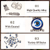 36Pcs 6 Style Evil Eye Alloy Enamel Pendants ENAM-TA0001-32-5