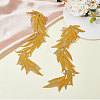 SUPERFINDINGS 2 Pairs 2 Colors Polyester Metallic Thread Embroidery Leaf Appliques DIY-FH0005-82-5
