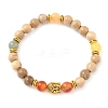 Natural Striped Agate & Wood Round Beads Stretch Bracelets for Men Women BJEW-JB12356-03-2