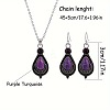 Teardrop Bohemian Style Alloy & Synthetic Turquoise Pendant Necklaces & Dangle Earrings Sets WGFFBB8-01-4