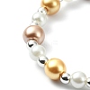 Synthetic Hematite & Glass Pearl Round Beaded Stretch Bracelet with Alloy Enamel Squirrel Charm BJEW-JB09434-5