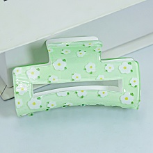 Rectangle with Flower Printed PVC Claw Hair Clips PW23031348656