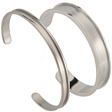 SUNNYCLUE 2Pcs 2 Styles C-Shaped 201 Stainless Steel Grooved Cuff Bangles STAS-SC0008-02