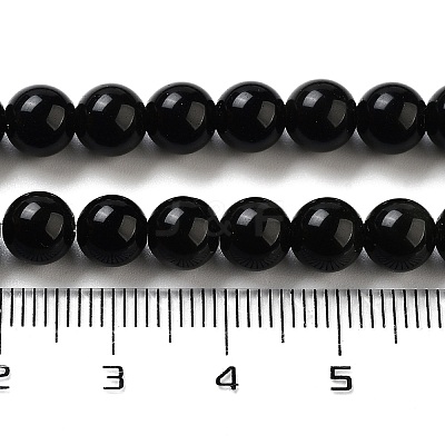 Natural Obsidian Bead Strands G-R173-6mm-02-1