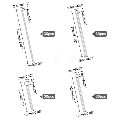 120Pcs 4 Size 304 Stainless Steel Pendants STAS-UN0021-85P-1