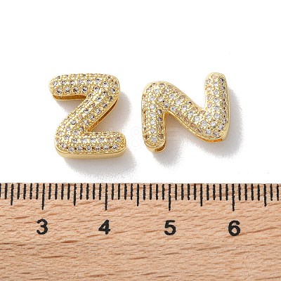 Rack Plating Brass Micro Pave Cubic Zirconia Slide Charms KK-C084-34G-Z-1