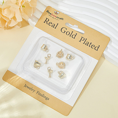 8Pcs 4 Styles Brass Pendants KK-BBC0023-95-1