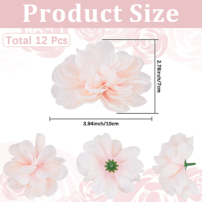12Pcs Cloth Artificial Flower Head AJEW-SC0031-58B-1