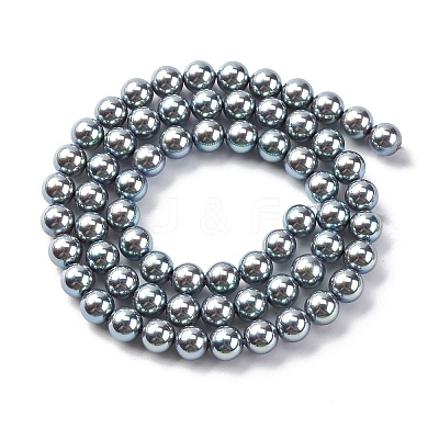 UV Plating Pearlized Glass Pearl Beads Strands GLAA-F128-01A-T23-1