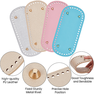 4Pcs 4 Colors PU Leather Oval Bottom FIND-CL0001-79A-1