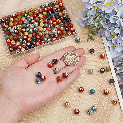 180Pcs 12 Colors Handmade Porcelain Beads PORC-PH0001-43-1