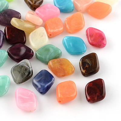 Rhombus Imitation Gemstone Acrylic Beads X-OACR-R041-M-1