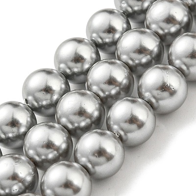 Electroplated Shell Pearl Beads Strands SHEL-F008-03B-03-1