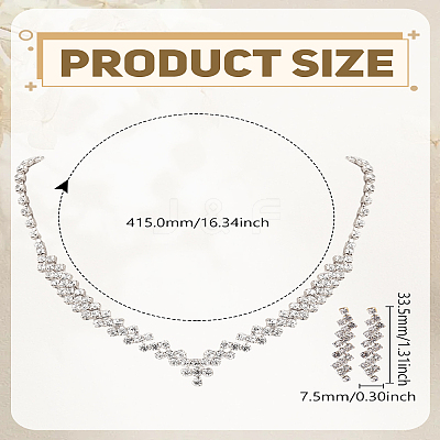 1 Set Iron Jewerly Sets. Rhinestone Necklace & Stud Earring Sets SJEW-LP0001-32S-1
