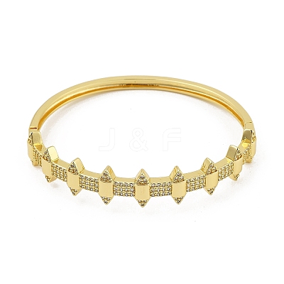 Brass Micro Pave Clear Cubic Zirconia Hinged Bangles for Women BJEW-S168-05G-1