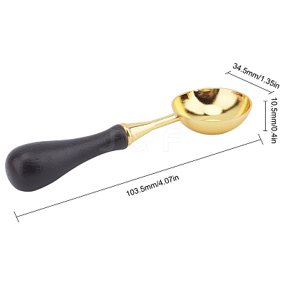 Wooden Handle Wax Sealing Stamp Melting Spoon AJEW-WH0021-63-1