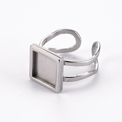 Non-Tarnish 201 Stainless Steel Cuff Pad Ring Settings X-STAS-S080-041A-P-1