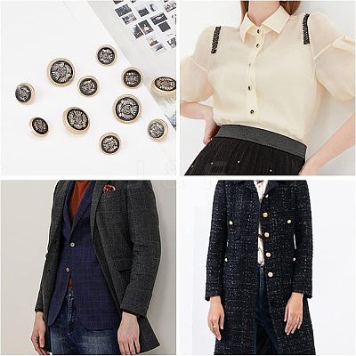 80Pcs 2 Style 1-Hole Alloy Buttons BUTT-OC0001-21-1