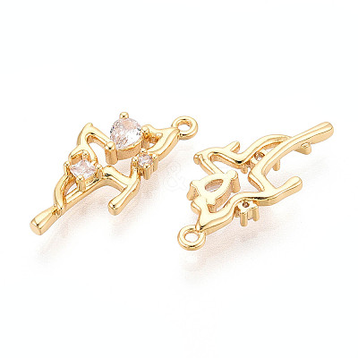Brass Pave Clear Cubic Zirconia Pendants KK-T077-63G-1