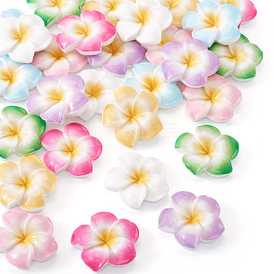 28Pcs 7 Colors Plumeria Flower Opaque Resin Cabochons CRES-TA0001-75-1