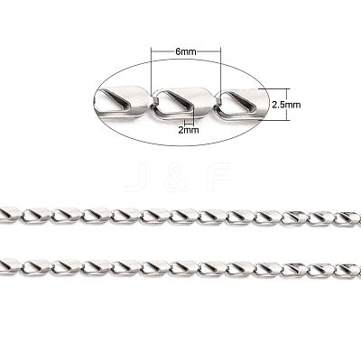 Tarnish Resistant 3.28 Feet 304 Stainless Steel Link Chains X-CHS-K002-25-1
