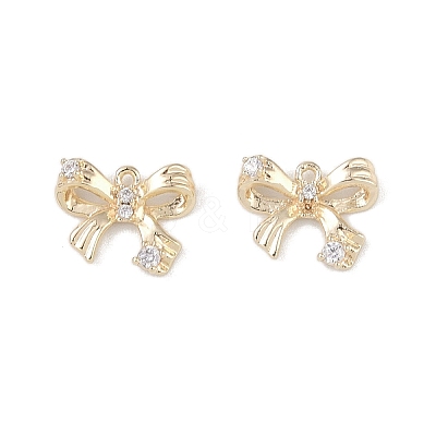 Brass Micro Pave Clear Cubic Zirconia Pendants KK-K351-46A-G-1