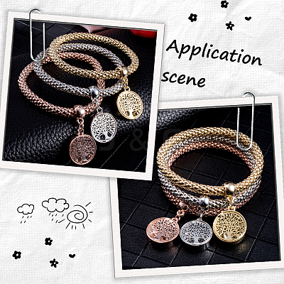 3Pcs 3 Colors Zinc Alloy Charm Bracelets BJEW-SC0001-56-1